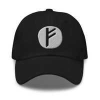 Fehu Rune Hat Viking Wealth Prosperity Symbol Norse Embroidered Dad Cap Gothic Black Metal embroidered dad hat, product image 1