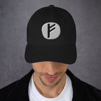 Fehu Rune Hat Viking Wealth Prosperity Symbol Norse Embroidered Dad Cap Gothic Black Metal embroidered dad hat, product image 3