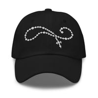 Gothic Rosary Hat – Cross and Beads Embroidered Dad Cap, Goth Gift, Alternative embroidered dad hat, product image 1