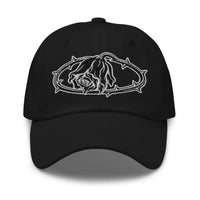 Crown of Thorns Black Death Rose embroidered dad hat, product image 1