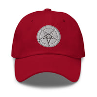 White Baphomet Sigil embroidered dad hat, product image 5