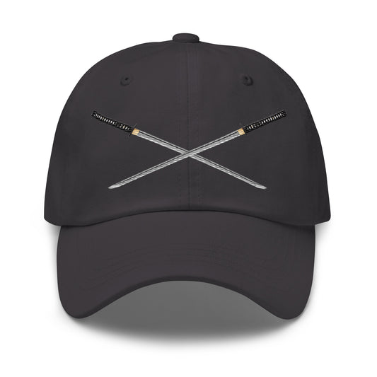 Dual Samurai Swords Anime Warrior embroidered dad hat, product image 1