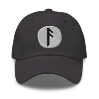 Ansuz Rune Hat Odin Wisdom Symbol Viking Norse Embroidered Dad Cap Gothic Black Metal embroidered dad hat, product image 6