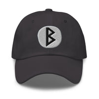 Berkano Rune Hat Viking Growth Rebirth Symbol Norse Embroidered Dad Cap Gothic Black Metal embroidered dad hat, product image 6