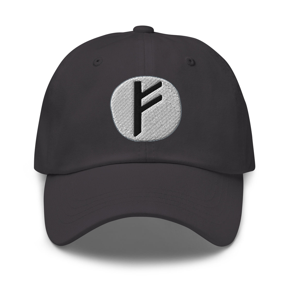 Fehu Rune Hat Viking Wealth Prosperity Symbol Norse Embroidered Dad Cap Gothic Black Metal embroidered dad hat, product image 6