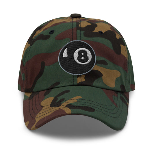 Black Ball Eight – Ball Billiards embroidered dad hat, product image 1