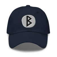 Berkano Rune Hat Viking Growth Rebirth Symbol Norse Embroidered Dad Cap Gothic Black Metal embroidered dad hat, product image 4