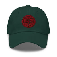 Red Baphomet Sigil embroidered dad hat, product image 6