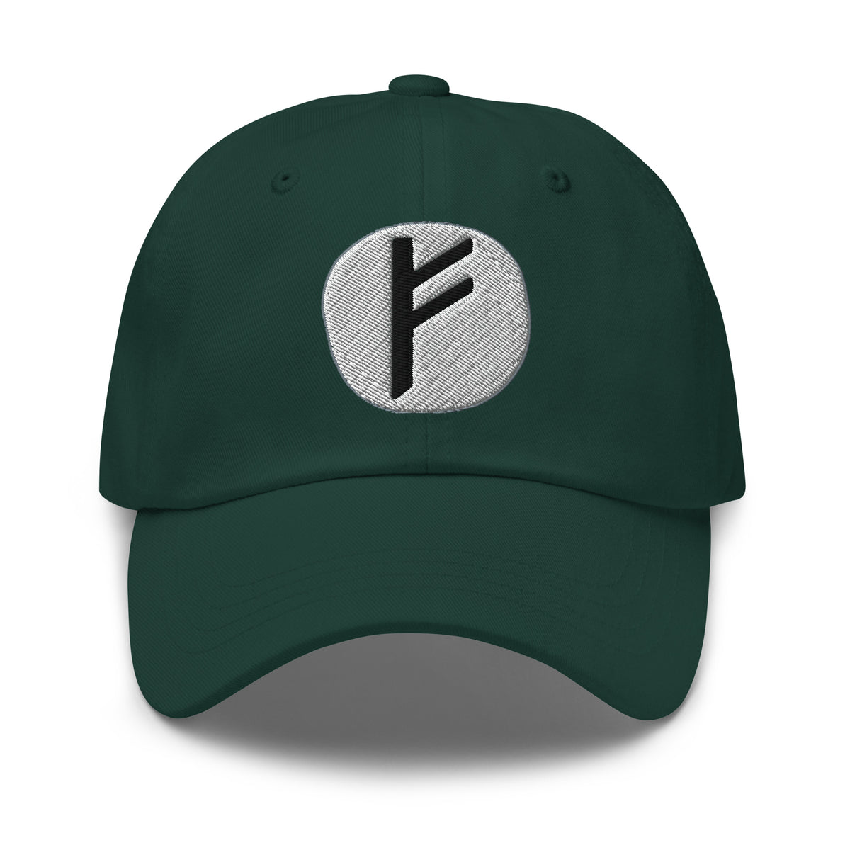 Fehu Rune Hat Viking Wealth Prosperity Symbol Norse Embroidered Dad Cap Gothic Black Metal embroidered dad hat, product image 5