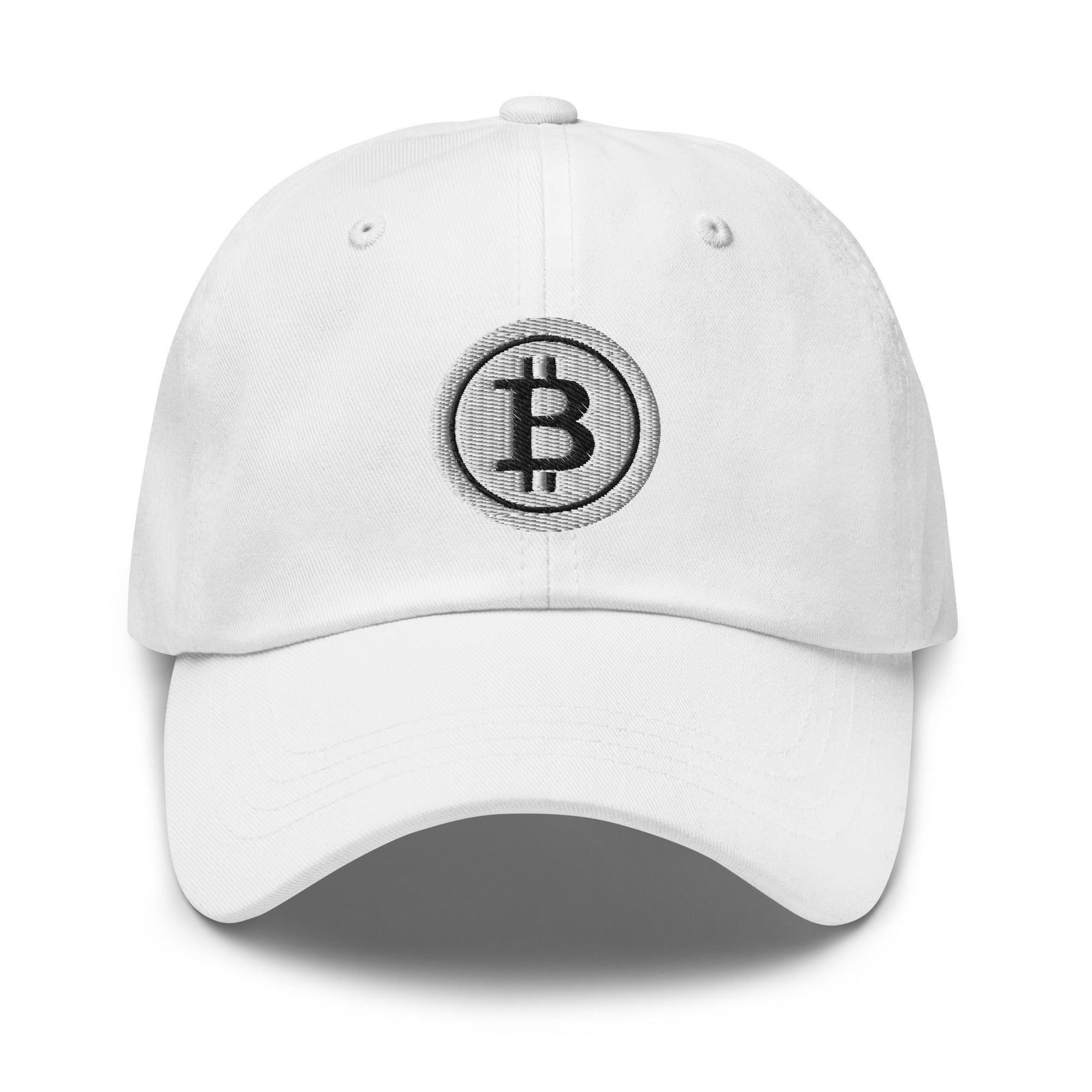 White BTC Bitcoin Crypto Symbol Digital Asset Baseball Cap Dad hat