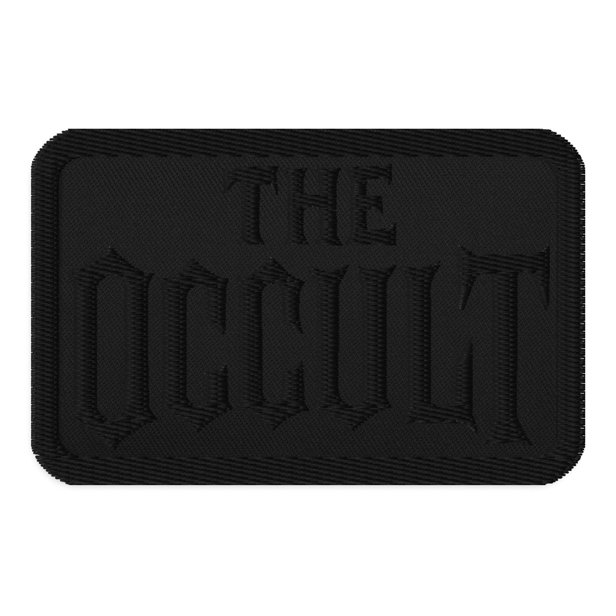 Rectangle embroidered patch featuring The Occult Black Supernatural Iron-On, front view