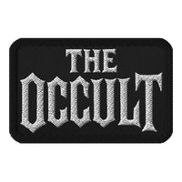 Rectangle embroidered patch featuring The Occult White Supernatural Iron-On, front view