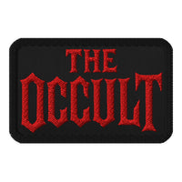 Rectangle embroidered patch featuring The Occult Red Supernatural Iron-On, front view
