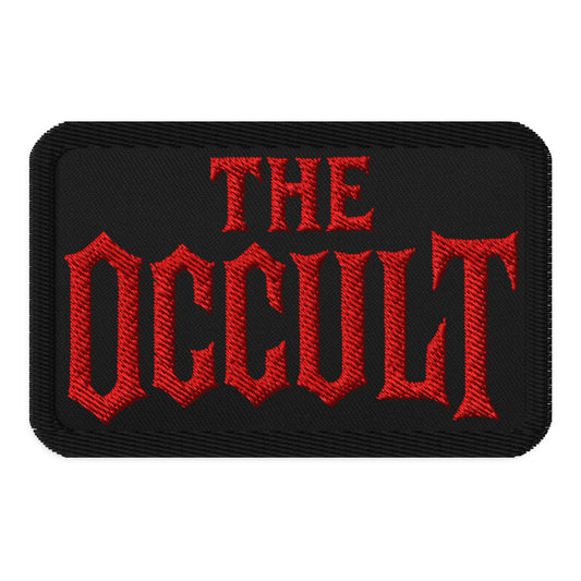Rectangle embroidered patch featuring The Occult Red Supernatural Iron-On, front view