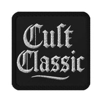 Square embroidered patch featuring Cult Classic White Gen X, front view