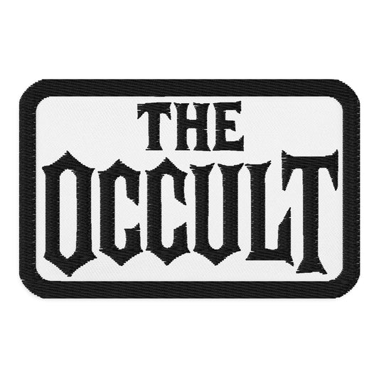 Rectangle embroidered patch featuring The Occult Black Supernatural Iron-On, front view
