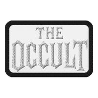 Rectangle embroidered patch featuring The Occult White Supernatural Iron-On, front view