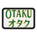 Rectangle embroidered patch featuring Otaku オタク, front view