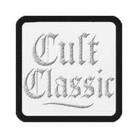 Square embroidered patch featuring Cult Classic White Gen X, front view