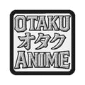 Square embroidered patch featuring Otaku オタク Anime, front view