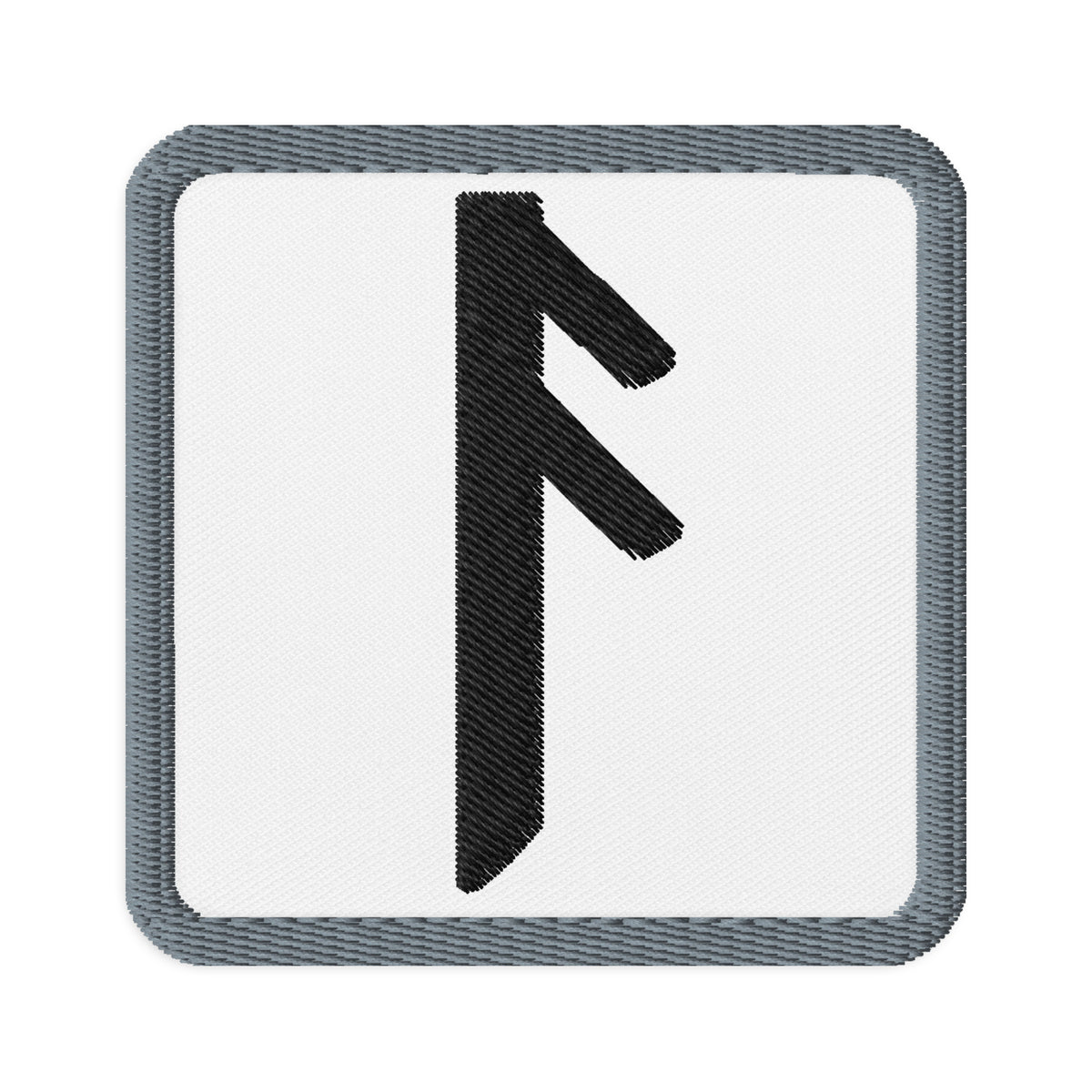 Square embroidered patch featuring Ansuz Rune, front view