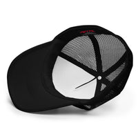 Navy trucker hat featuring Samurai Rising Sun embroidered artwork, product image 2