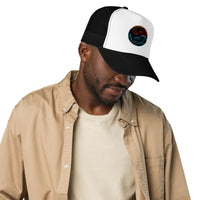 Navy trucker hat featuring Yin Yang Dragon embroidered artwork, product image 2