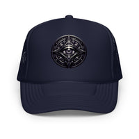 Black / White / Black trucker hat featuring All Seeing Eye embroidered artwork, product image 5