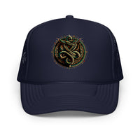 Light Pink / White / Light Pink trucker hat featuring Ouroboros Snake Hat embroidered artwork, product image 4