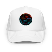 trucker hat featuring Yin Yang Dragon embroidered artwork, product image 9