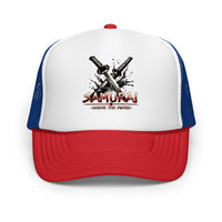 trucker hat featuring Katana Splash Samurai embroidered artwork, product image 8