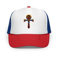 trucker hat featuring Ankh Symbol embroidered artwork, product image 8