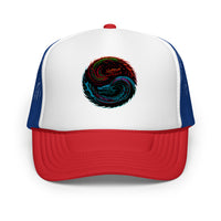 trucker hat featuring Yin Yang Dragon embroidered artwork, product image 8