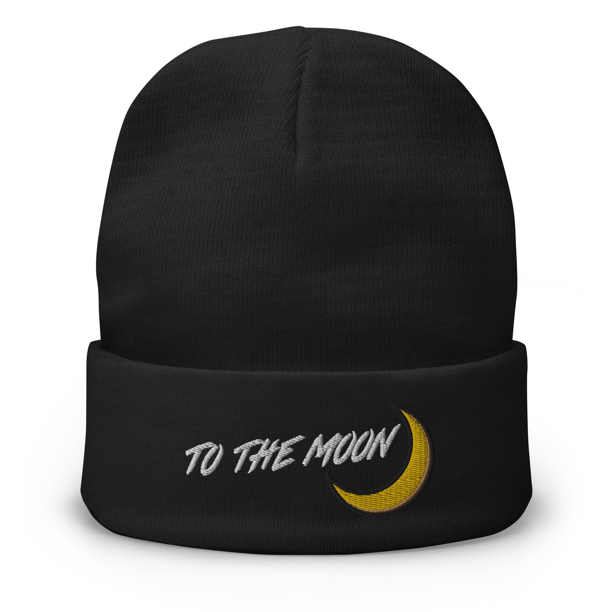 To The Moon Crypto Tokens Coins NFT Embroidered Cuff Beanie Cap