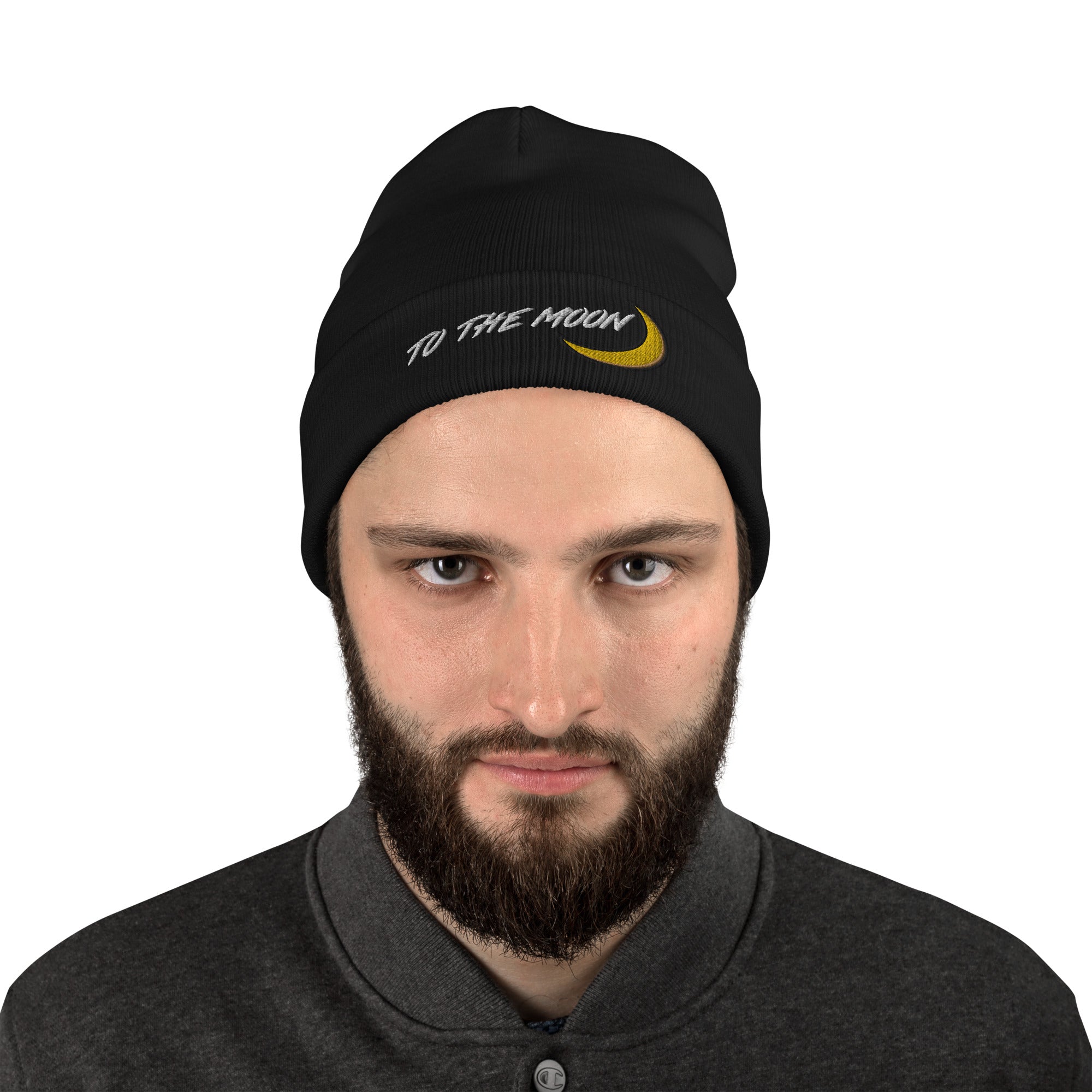 To The Moon Crypto Tokens Coins NFT Embroidered Cuff Beanie Cap