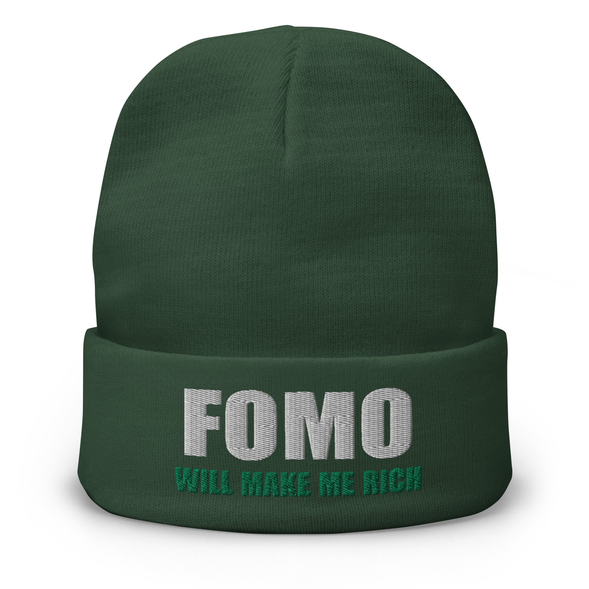 FOMO In Crypto Will Make Me Rich Bitcoin Bull Run Embroidered Cuff Beanie Cap