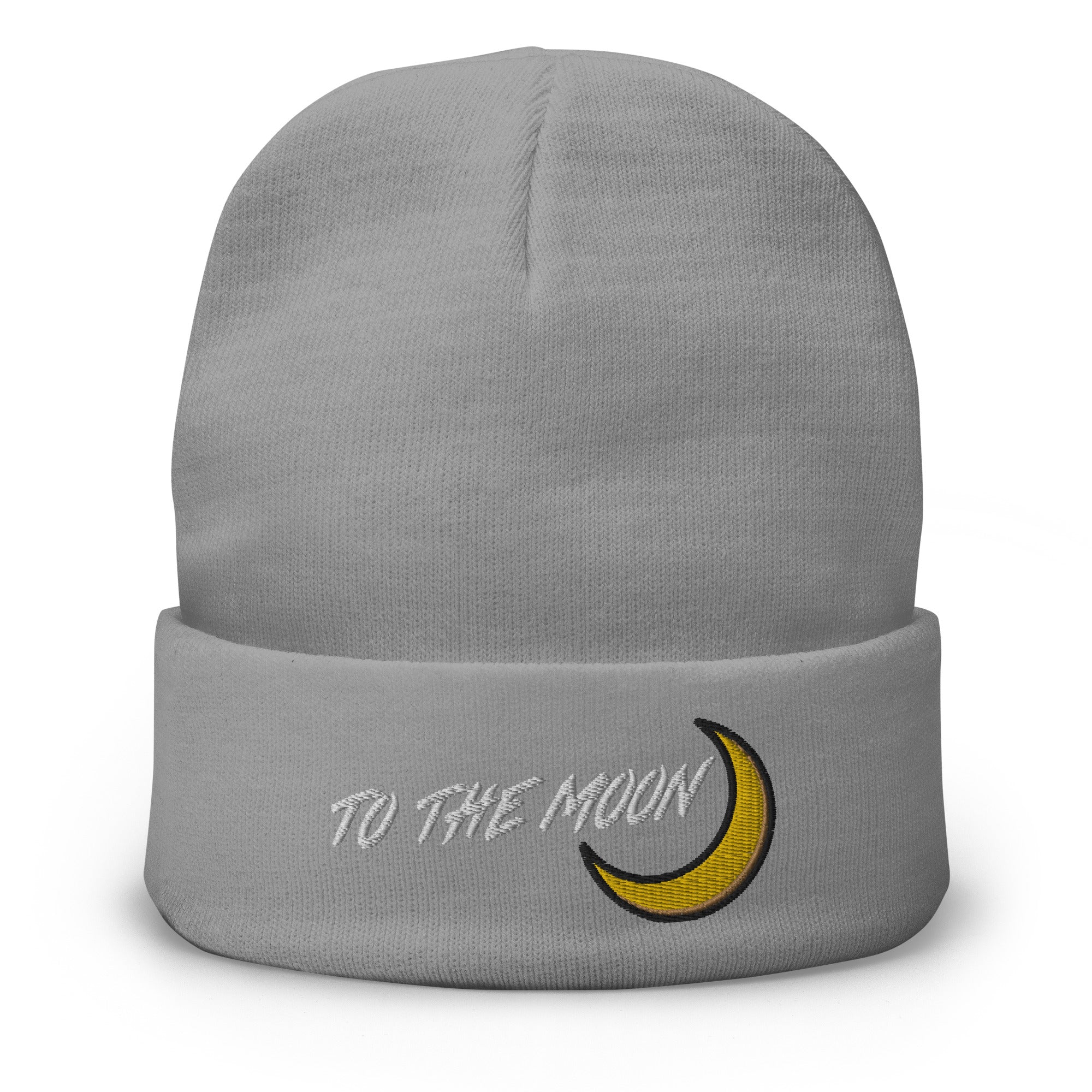 To The Moon Crypto Tokens Coins NFT Embroidered Cuff Beanie Cap