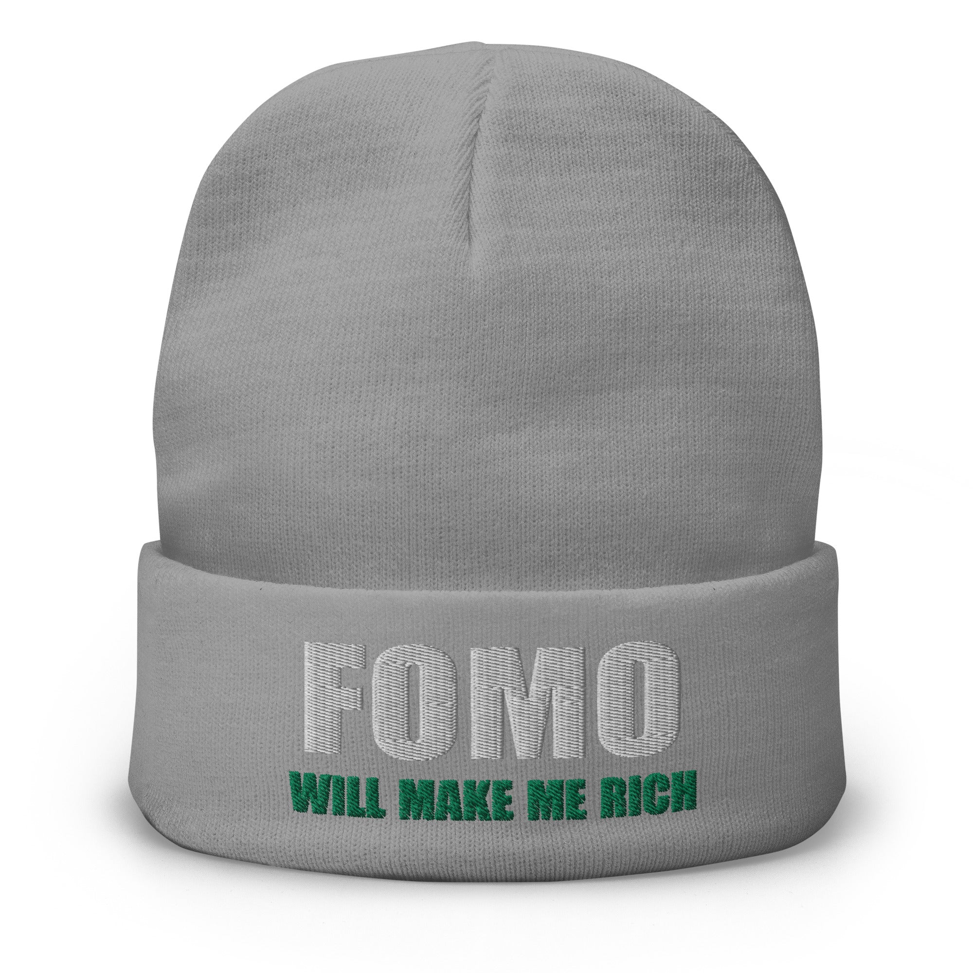 FOMO In Crypto Will Make Me Rich Bitcoin Bull Run Embroidered Cuff Beanie Cap