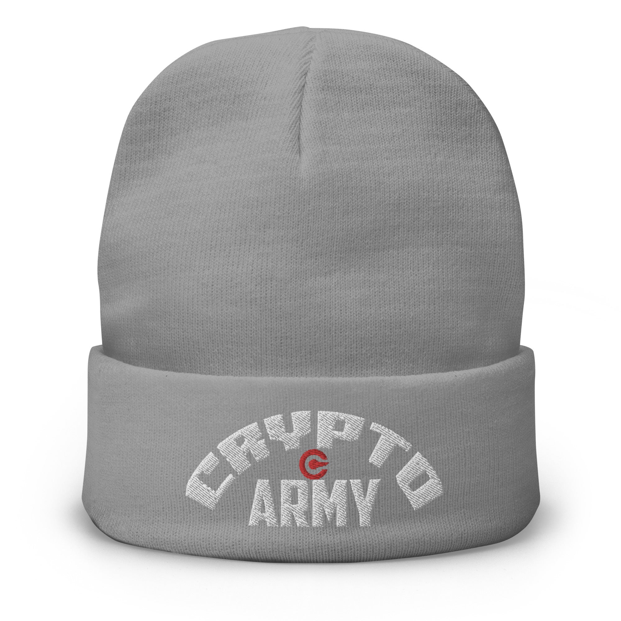 Crypto Army Curved Cryptocurrency Symbol Embroidered Cuff Beanie Cap