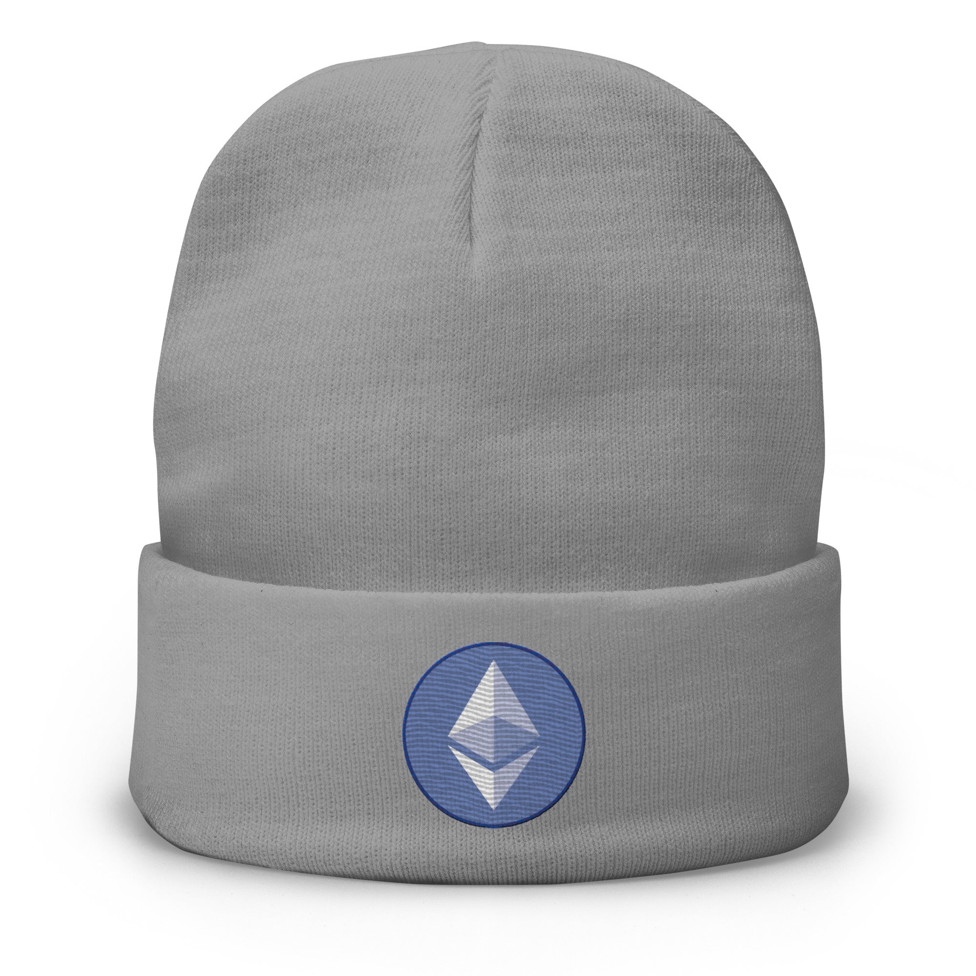 ETH Ethereum Round Logo Cryptocurrency Symbol Embroidered Cuff Beanie Cap