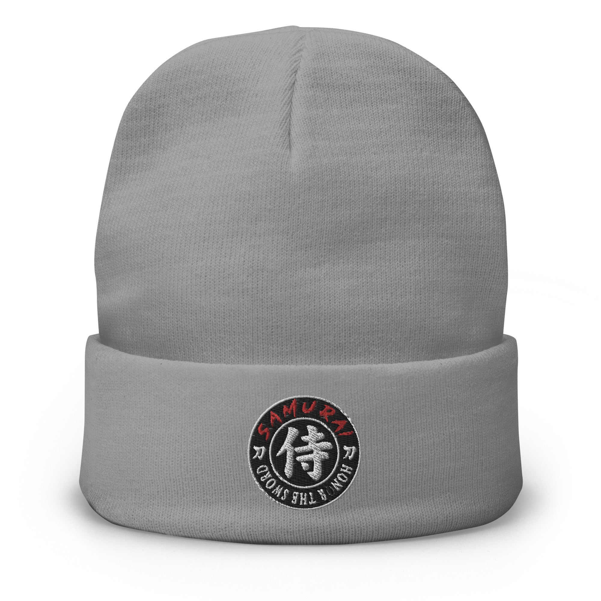 Samurai Honor the Sword Japanese Kanji Symbol Embroidered Cuff Beanie Cap