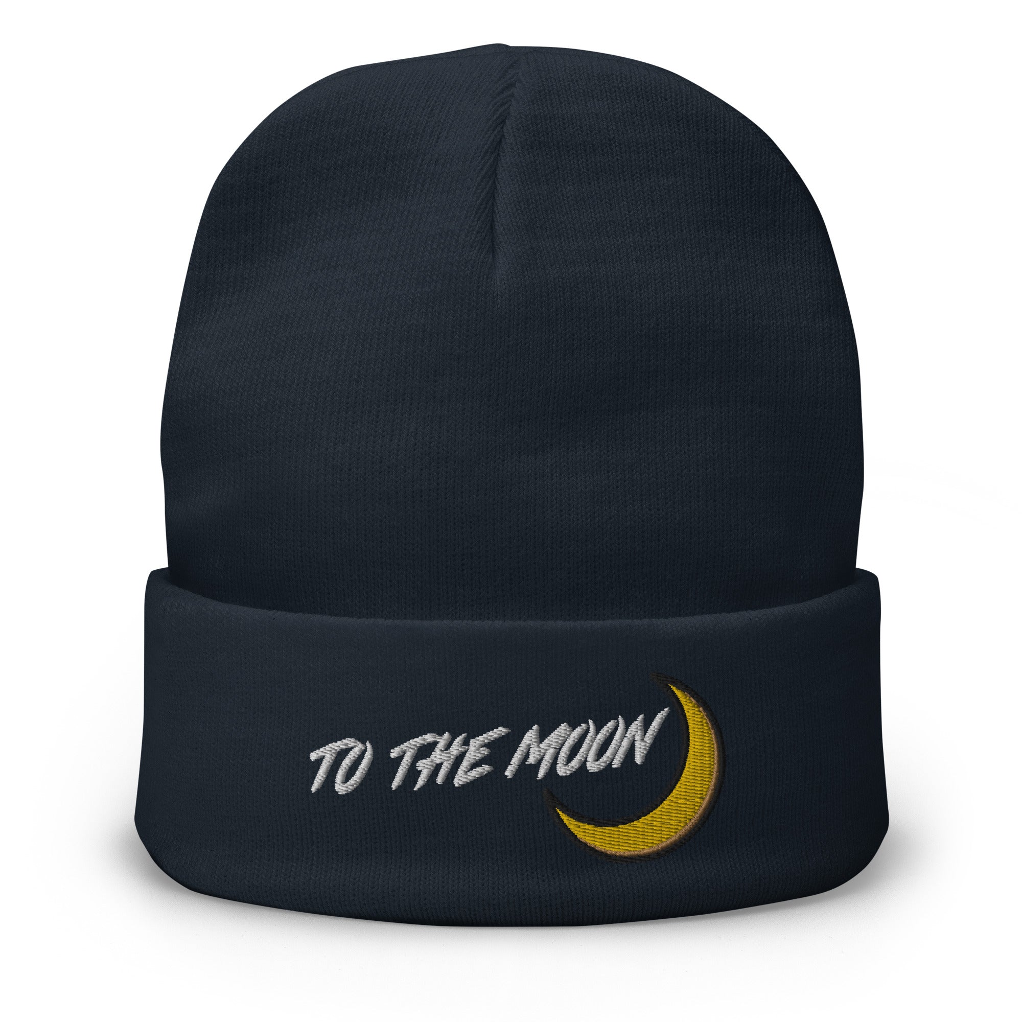 To The Moon Crypto Tokens Coins NFT Embroidered Cuff Beanie Cap