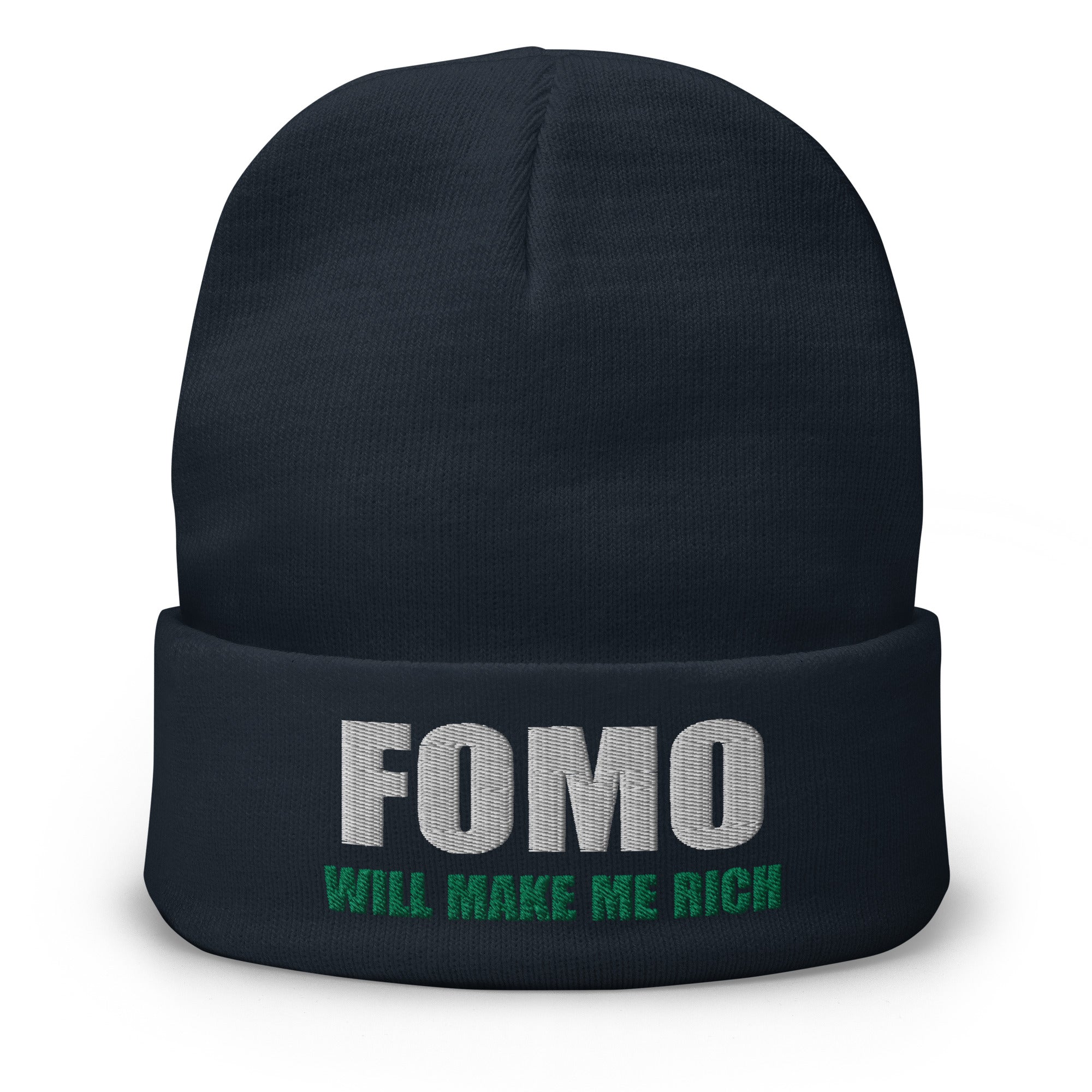 FOMO In Crypto Will Make Me Rich Bitcoin Bull Run Embroidered Cuff Beanie Cap