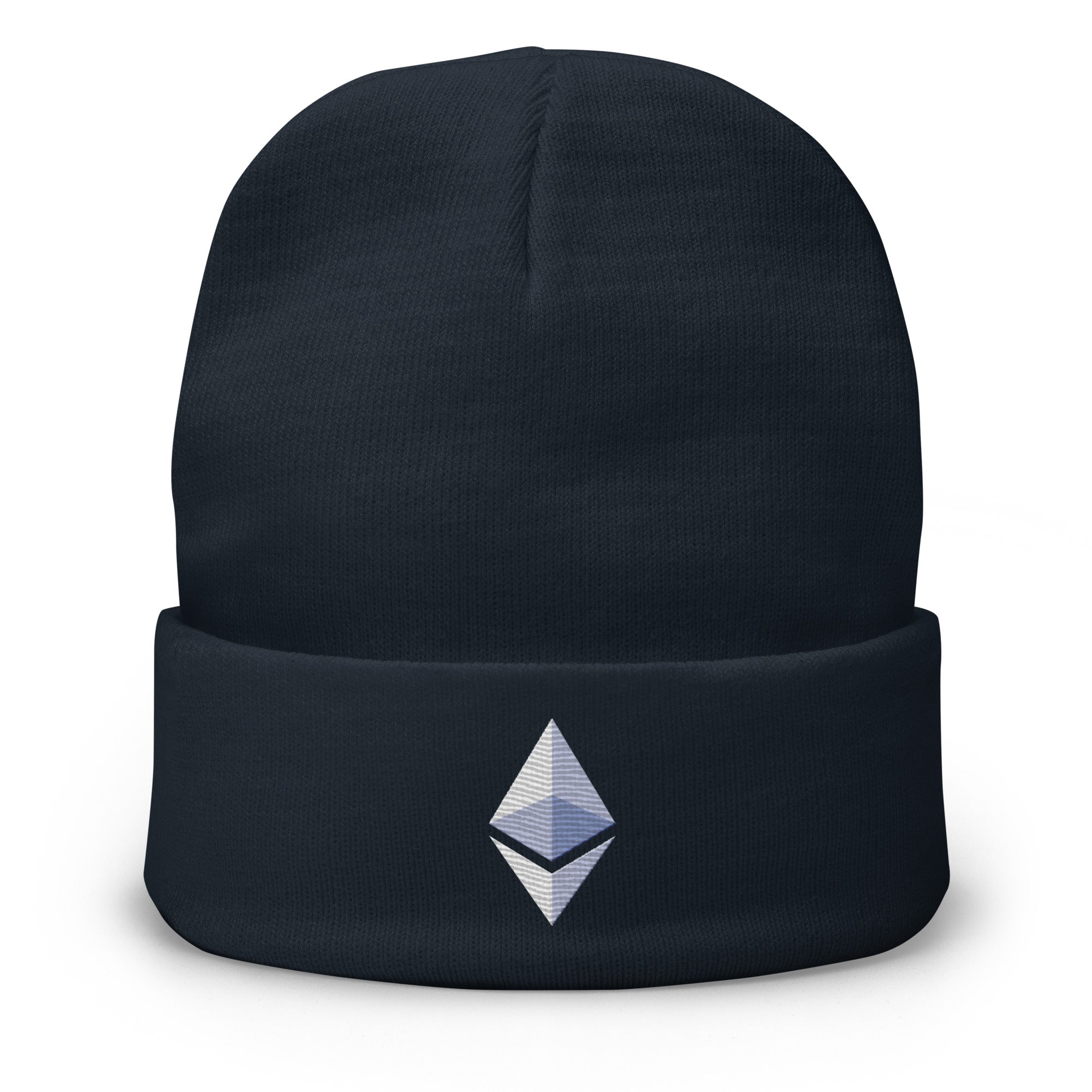 ETH Ethereum Cryptocurrency Symbol Embroidered Cuff Beanie Cap