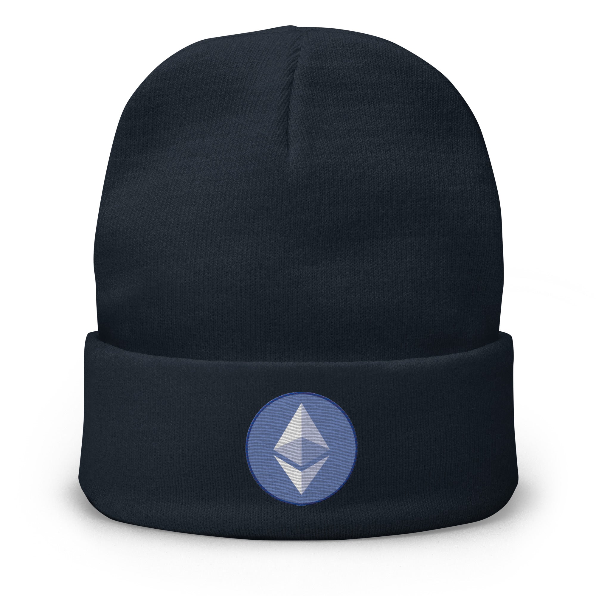 ETH Ethereum Round Logo Cryptocurrency Symbol Embroidered Cuff Beanie Cap