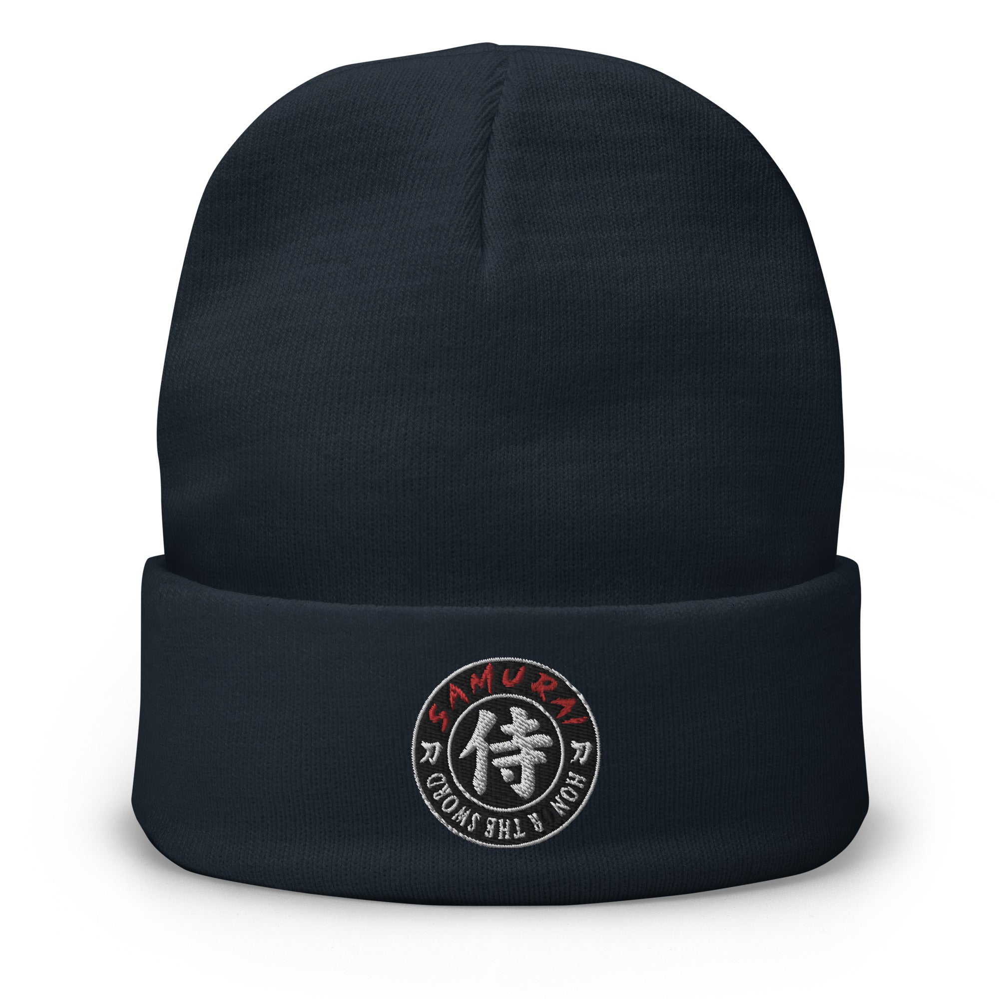 Samurai Honor the Sword Japanese Kanji Symbol Embroidered Cuff Beanie Cap