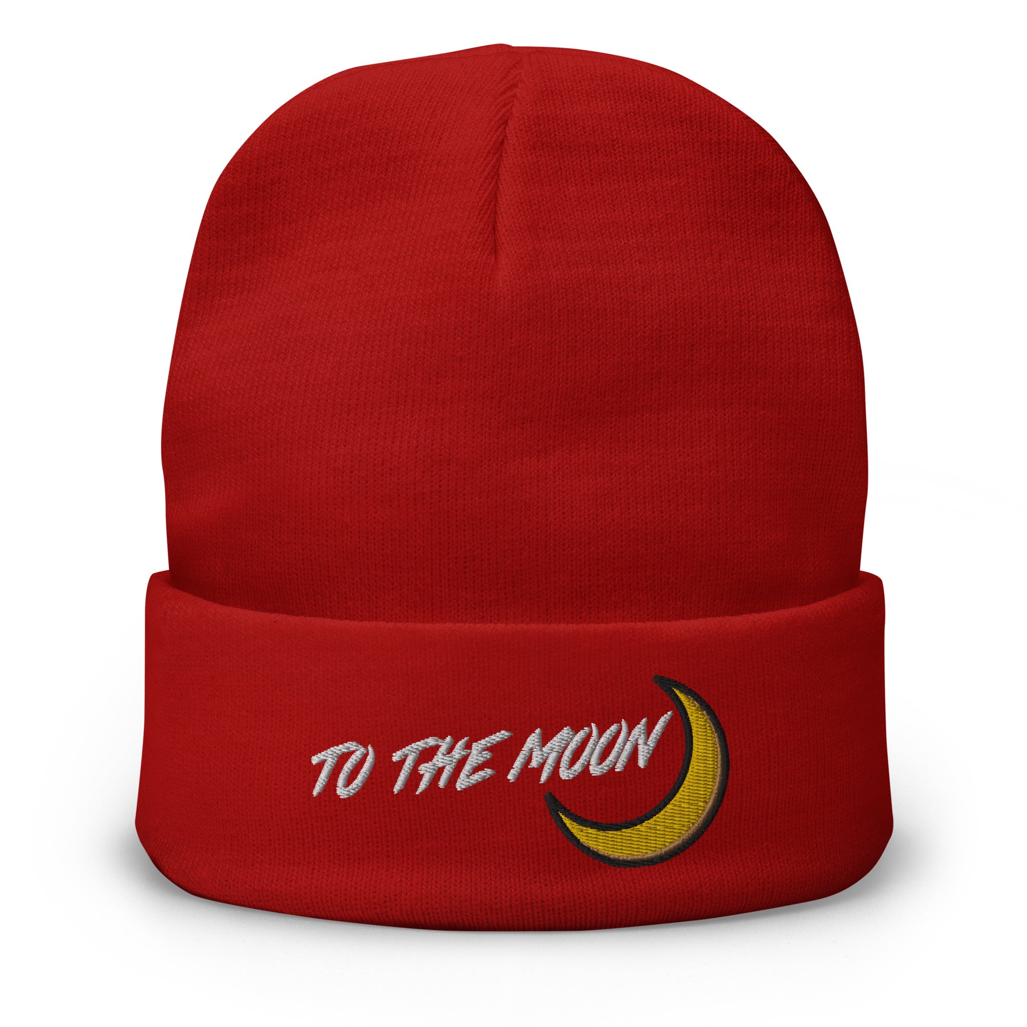 To The Moon Crypto Tokens Coins NFT Embroidered Cuff Beanie Cap