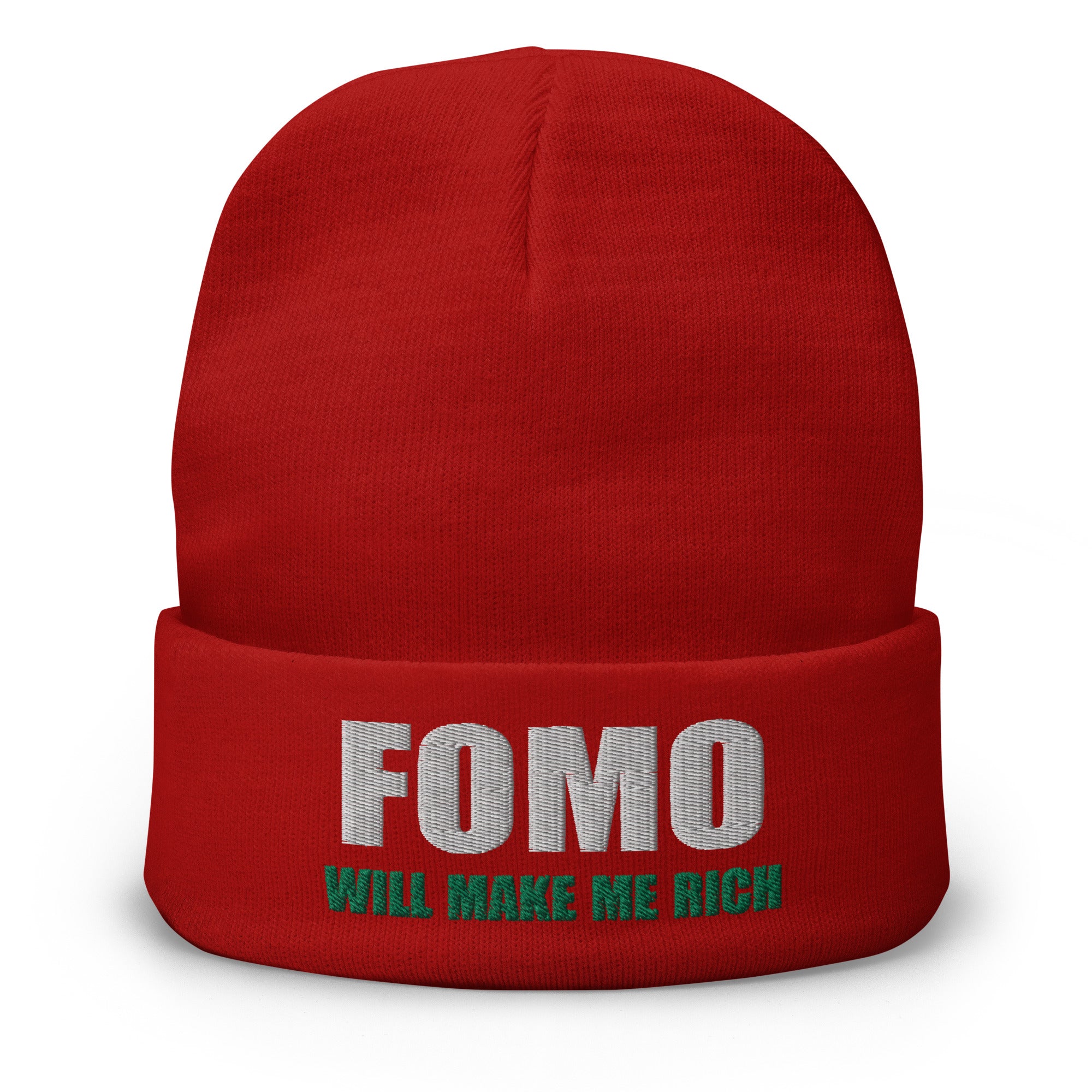 FOMO In Crypto Will Make Me Rich Bitcoin Bull Run Embroidered Cuff Beanie Cap