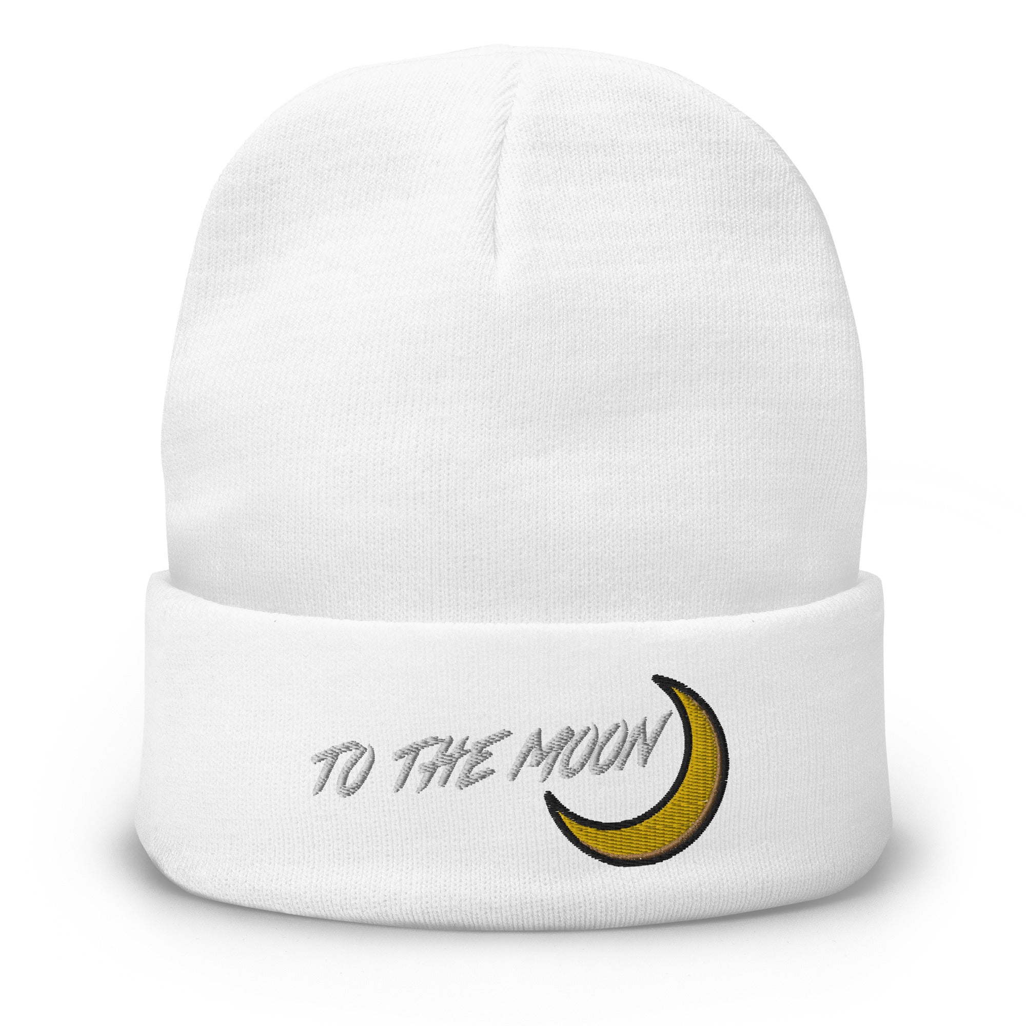 To The Moon Crypto Tokens Coins NFT Embroidered Cuff Beanie Cap