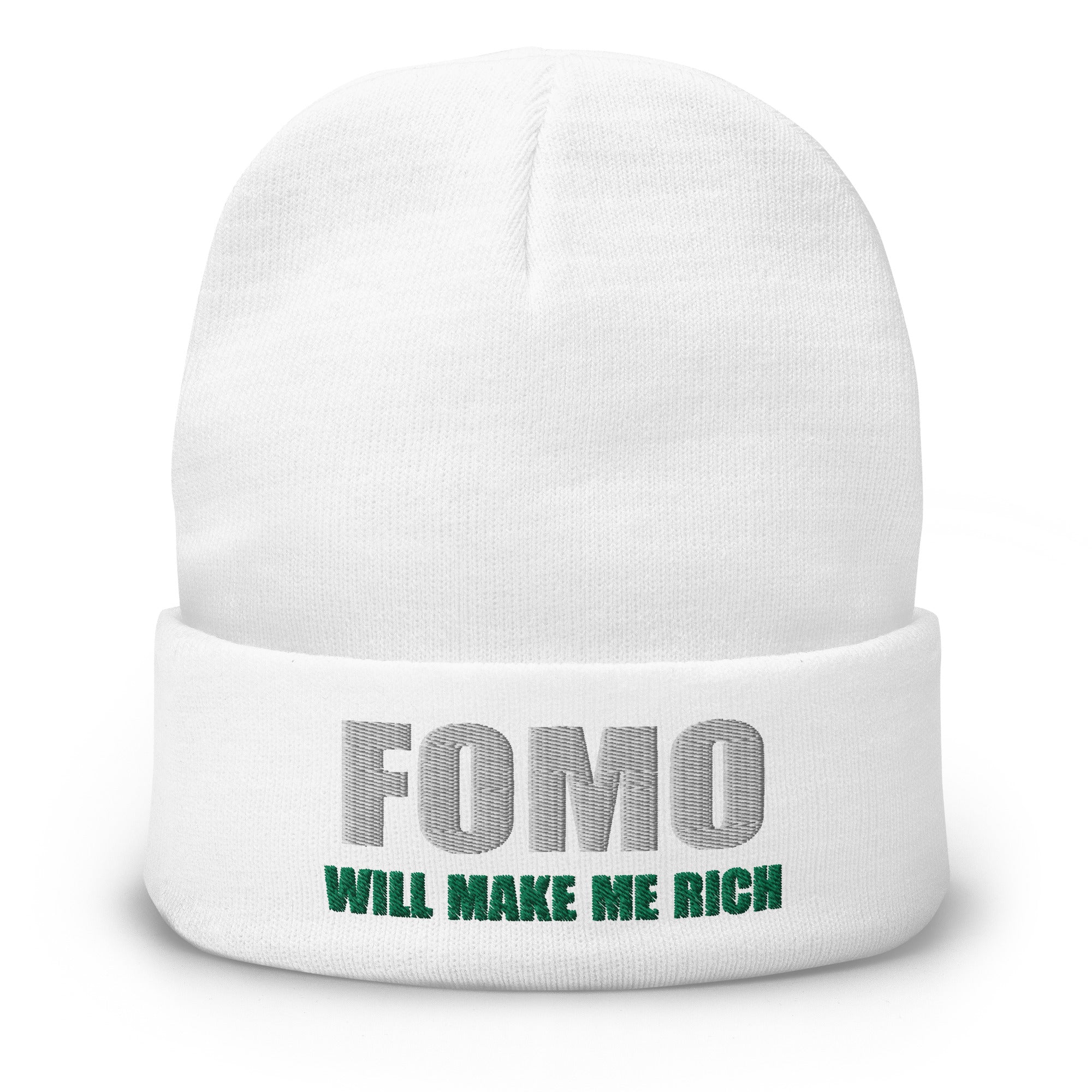 FOMO In Crypto Will Make Me Rich Bitcoin Bull Run Embroidered Cuff Beanie Cap